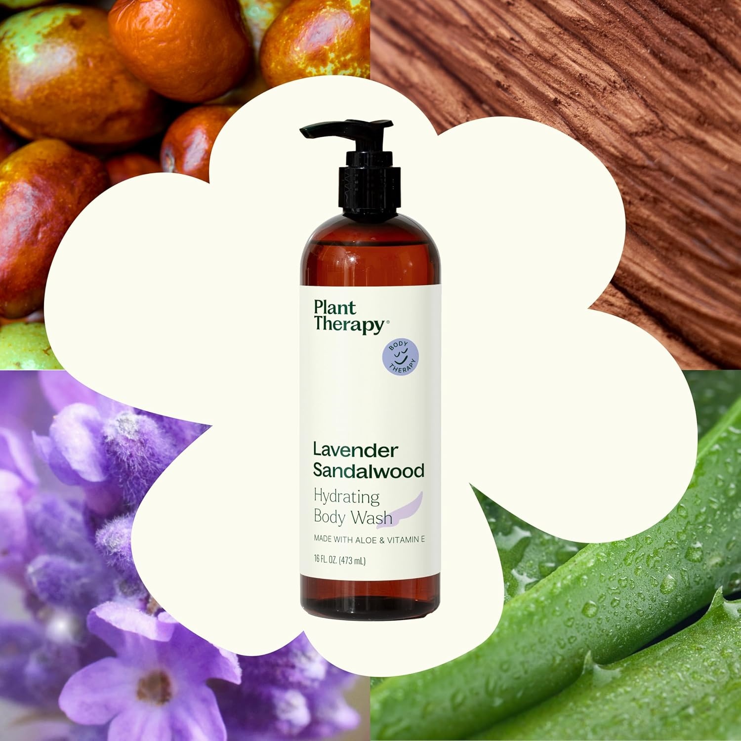 image:imagePlant Therapy Lavender Sandalwood Natural Body Wash 16 oz For all Skin Types Sulfate Free Body Wash For Men or Women Relaxing AllNatural Aroma Lush Hydrating Lather Cleanses amp Soothes SkinLavender Sandalwood