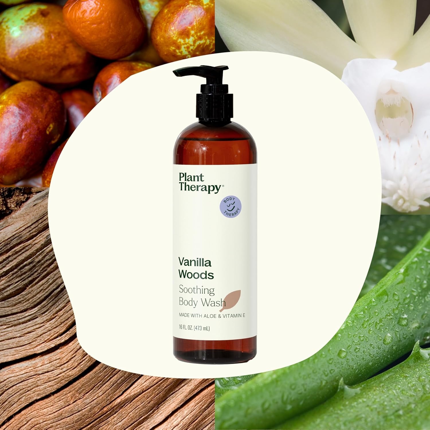 image:imagePlant Therapy Lavender Sandalwood Natural Body Wash 16 oz For all Skin Types Sulfate Free Body Wash For Men or Women Relaxing AllNatural Aroma Lush Hydrating Lather Cleanses amp Soothes SkinVanilla Woods