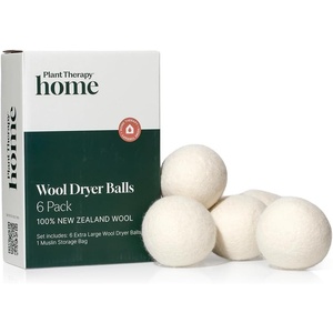 image:imagePlant Therapy Home Wool Dryer Balls 6Pack 100 New Zealand Wool Extra Large EcoFriendly Reusable Natural Fabric Softener All Natural amp Chemical Free